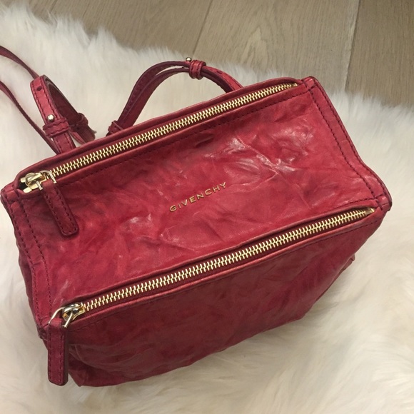 Givenchy Mini Pandora Pebbled Crossbody Cherry Red - Picture 3 of 8